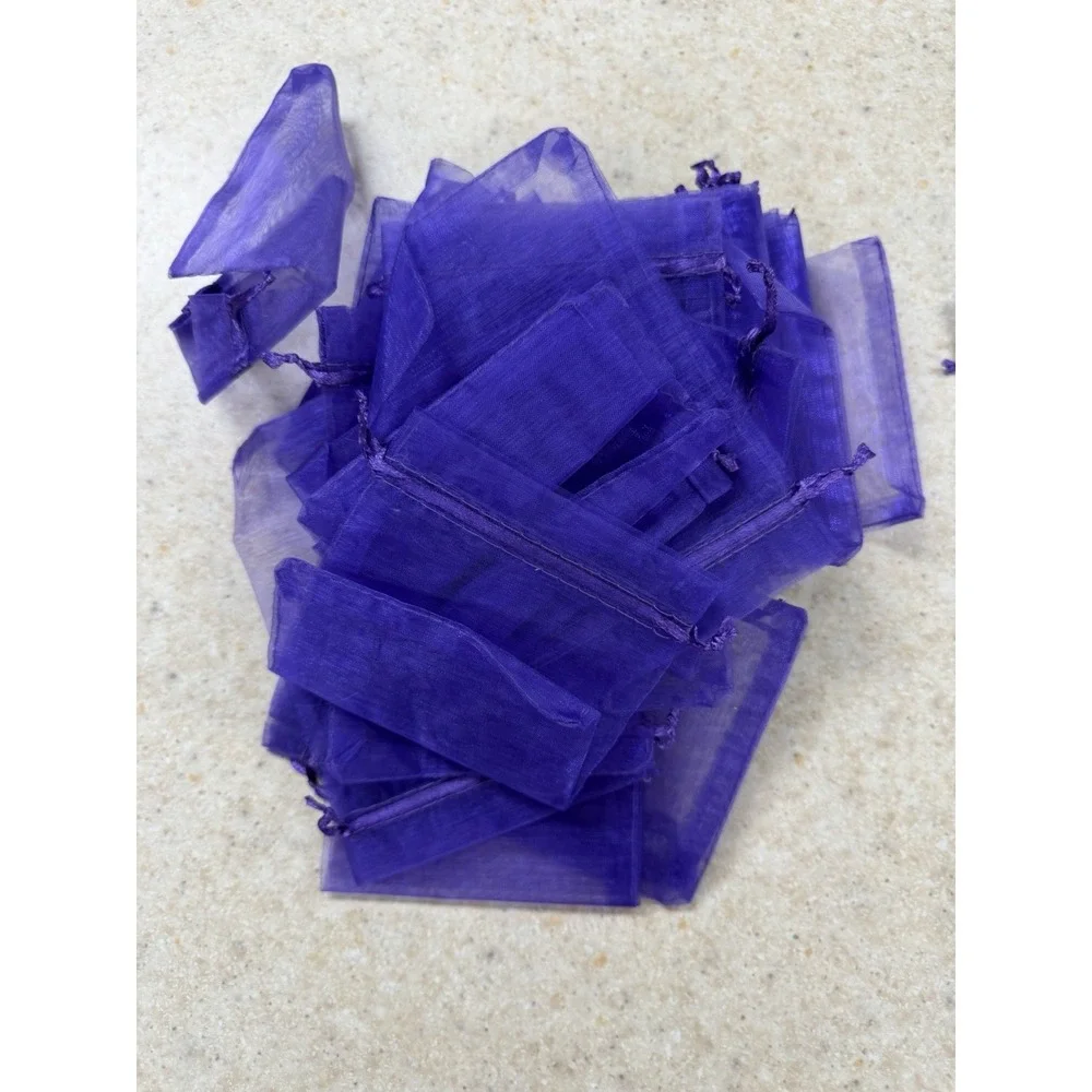 50 pcs Sheer Organza Drawstring Gift Bags, Jewelry, Wedding, Party Favor Pouch